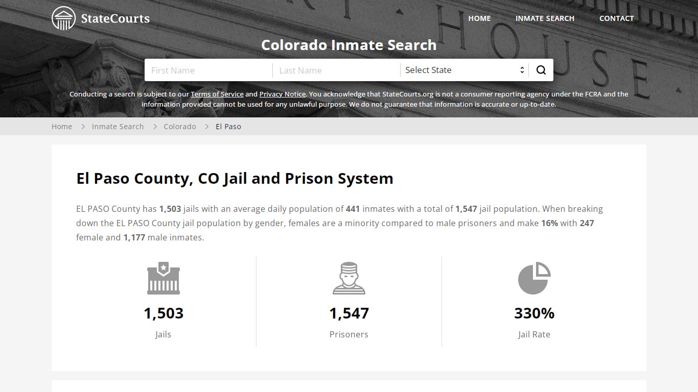 El Paso County, CO Inmate Search - StateCourts